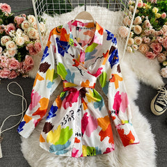 Lac-up Düzensiz Tie-dye Saten Bluz
