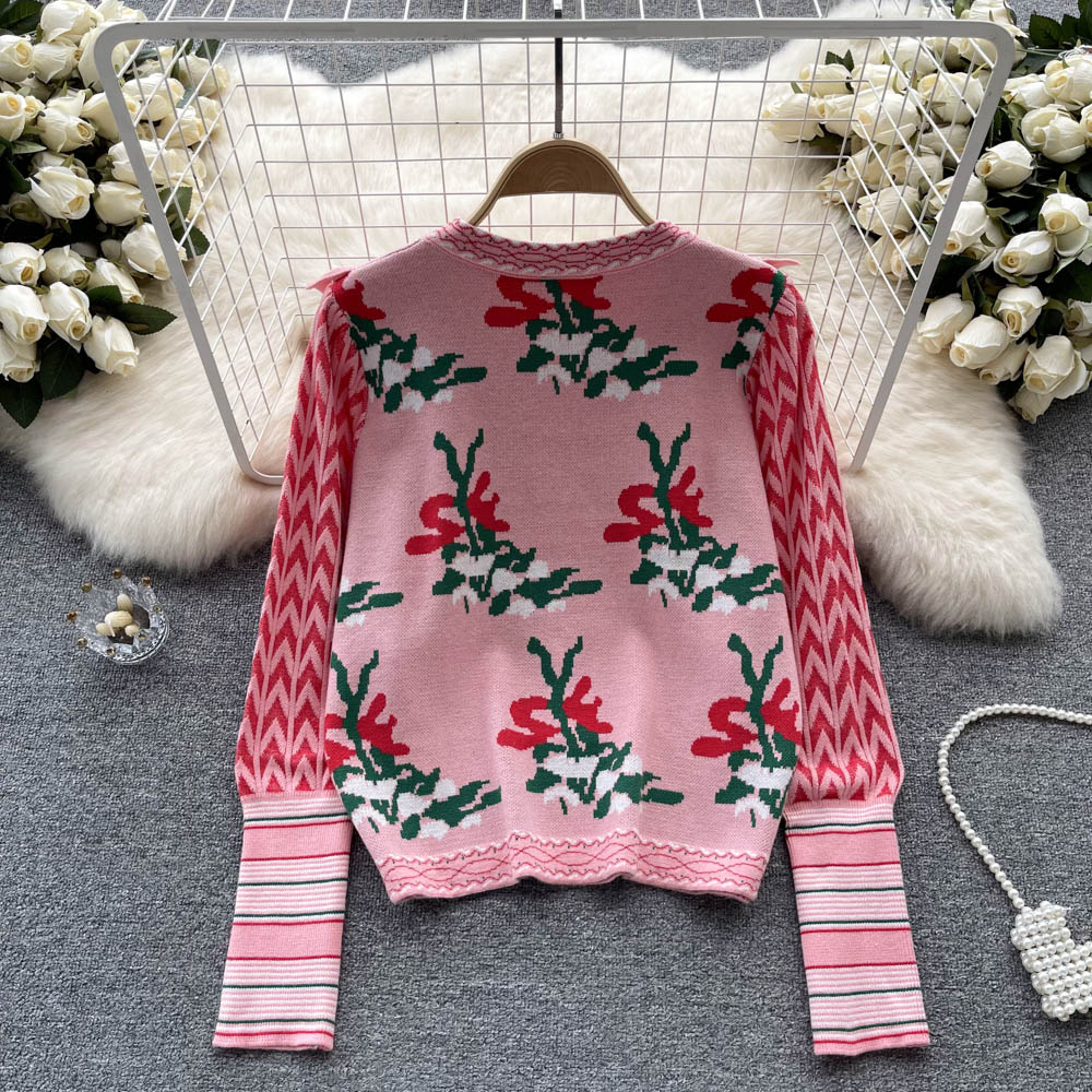 Vintage Ruffled 3D Kedi Desenli Kazak