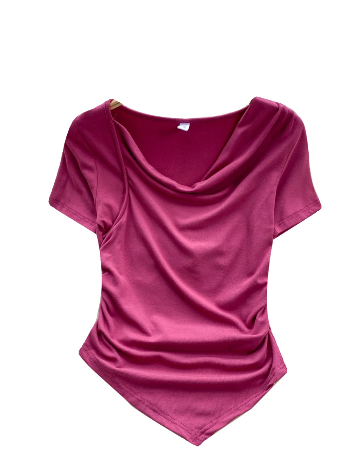 Asimetrik Düz Renk Yumuşak T-shirt