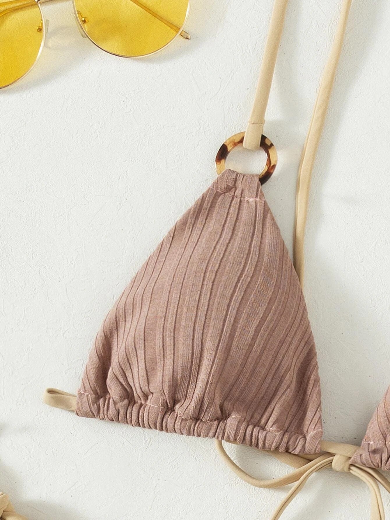Düz Renkli Askılı Bikini