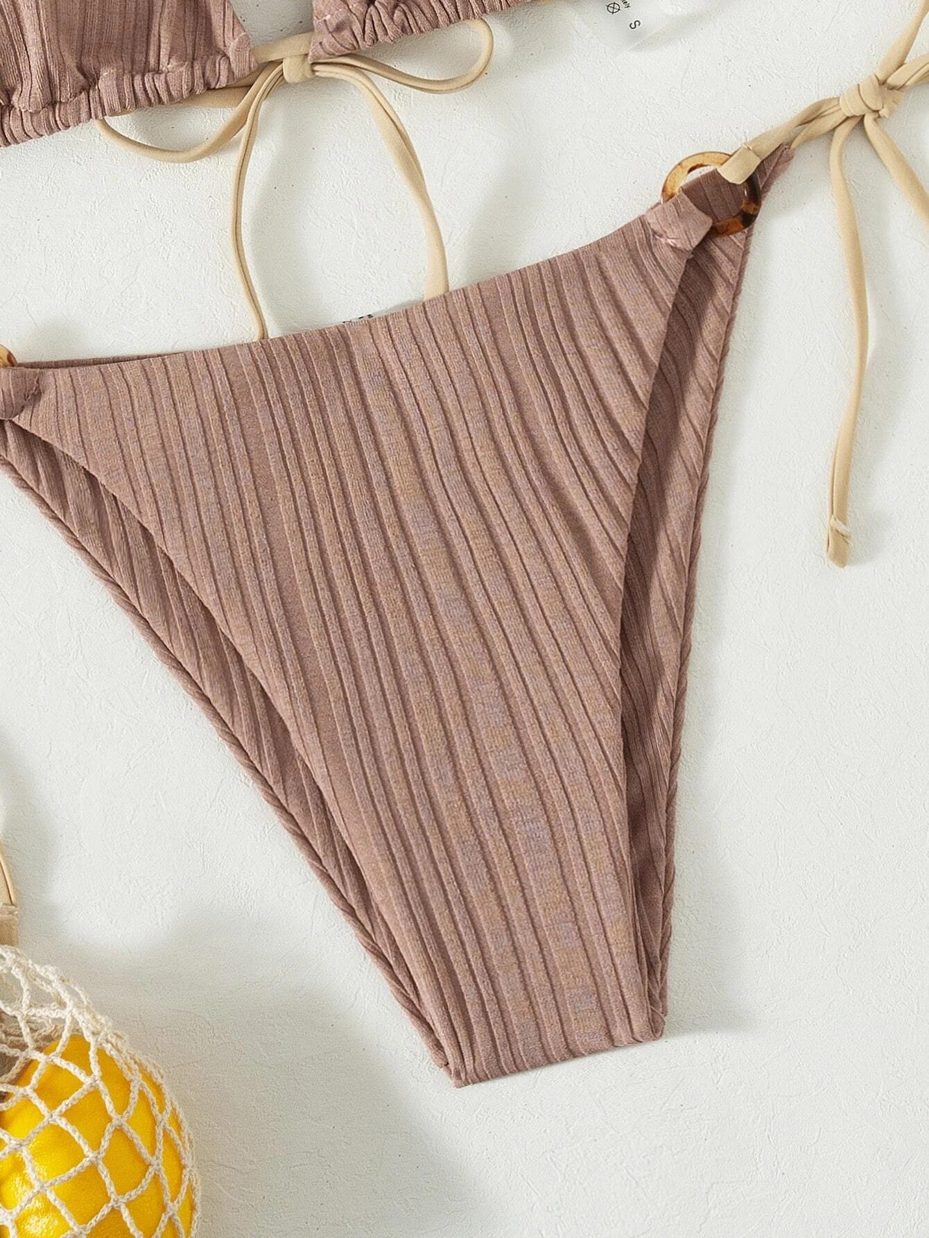 Düz Renkli Askılı Bikini