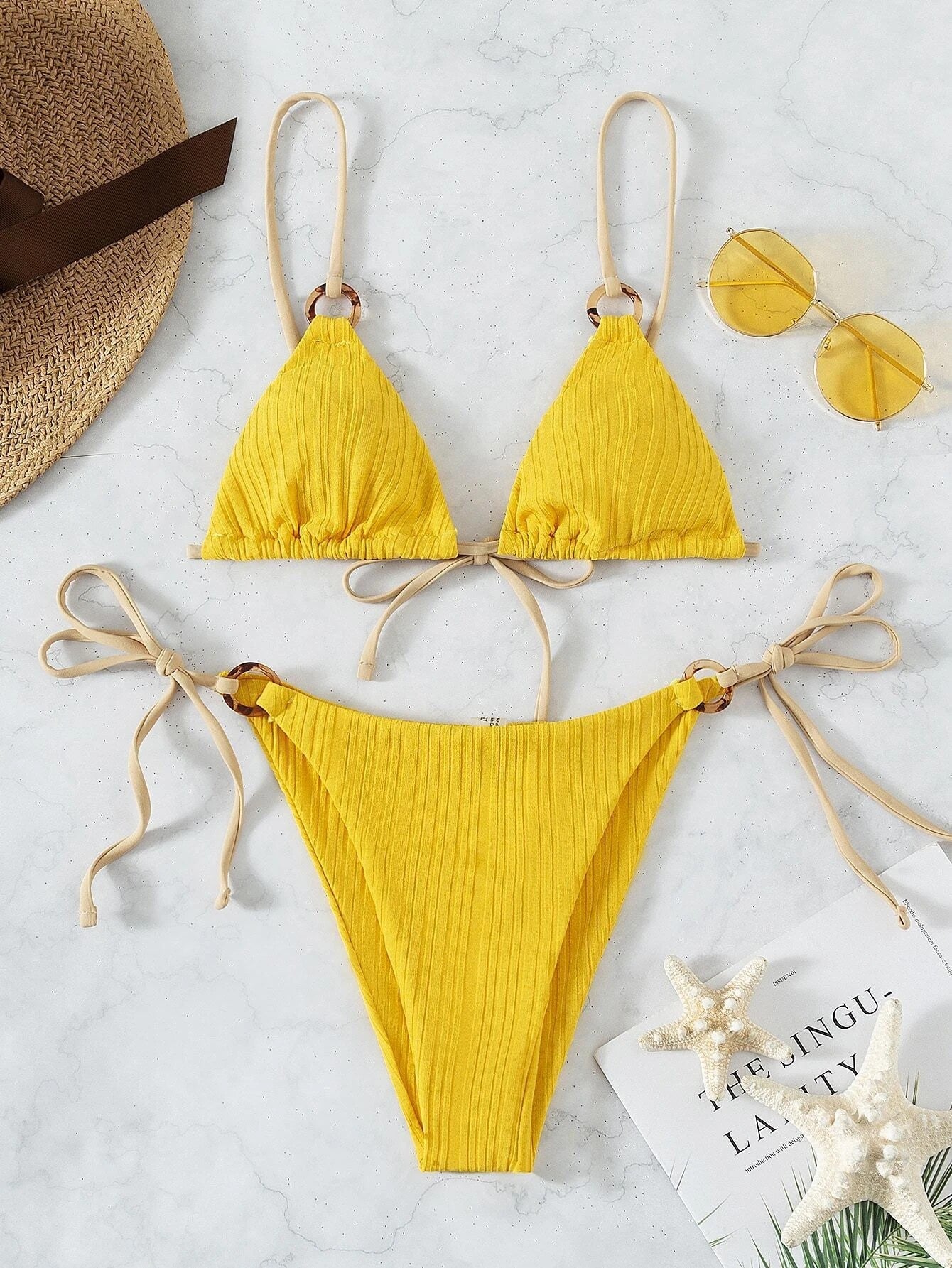 Düz Renkli Askılı Bikini