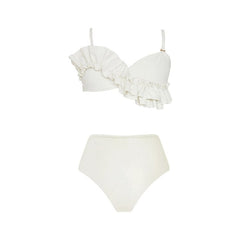Fırfırlı Düz Renk Tankini & Sarma Etek 2 Parça