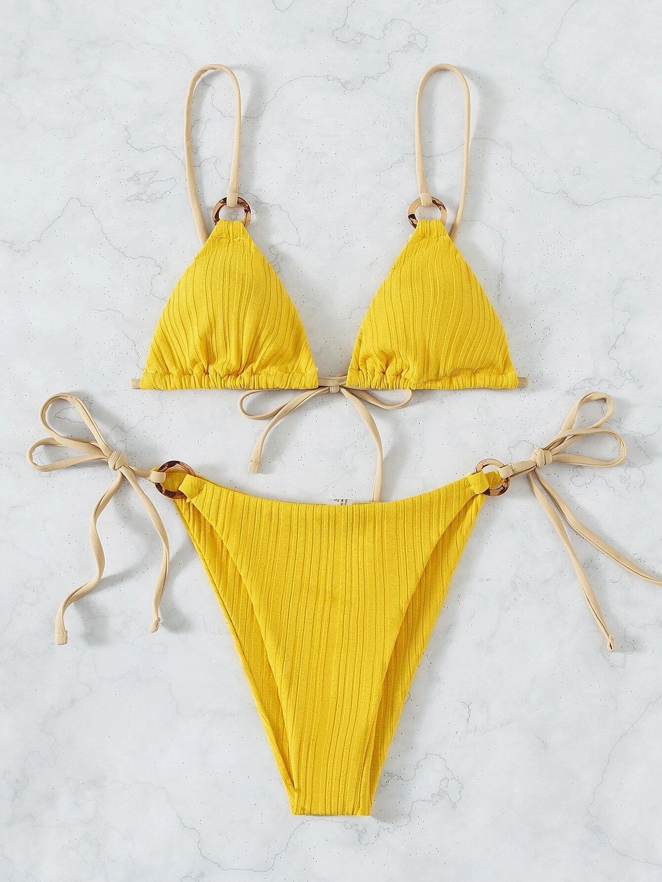 Düz Renkli Askılı Bikini