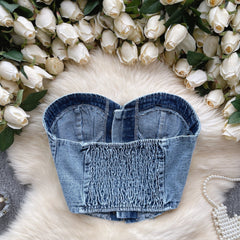 Hottie Dantel Detaylı Kısa Denim Üst