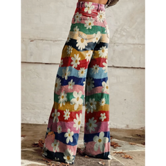 JULIA | RETRO ÇİÇEK GEVŞEK PAÇA PANTOLON