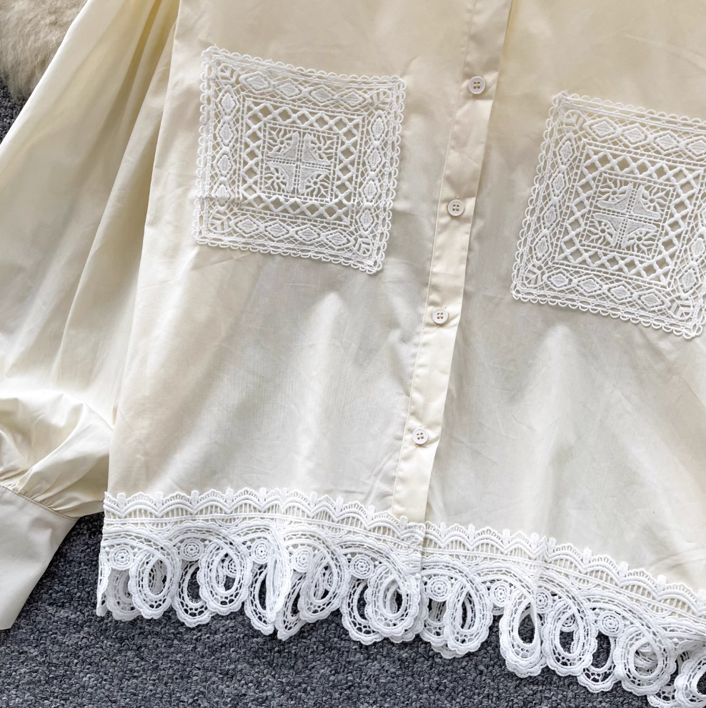 Vintage Nakışlı Patchwork Gömlek