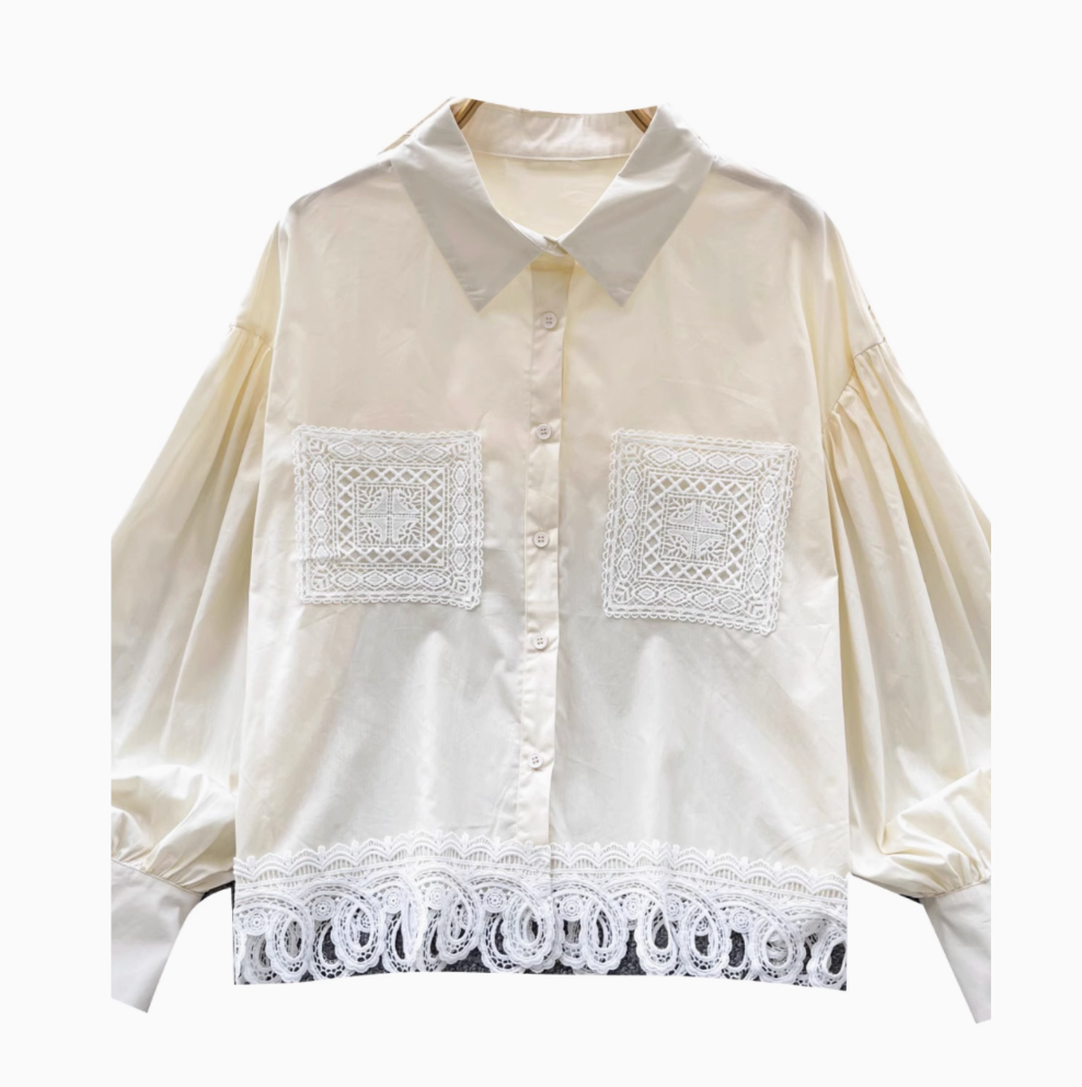 Vintage Nakışlı Patchwork Gömlek