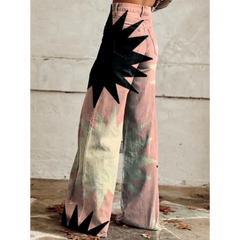 JULIA | GENİŞ PAÇA RETRO GEOMETRİK PANTOLONLAR