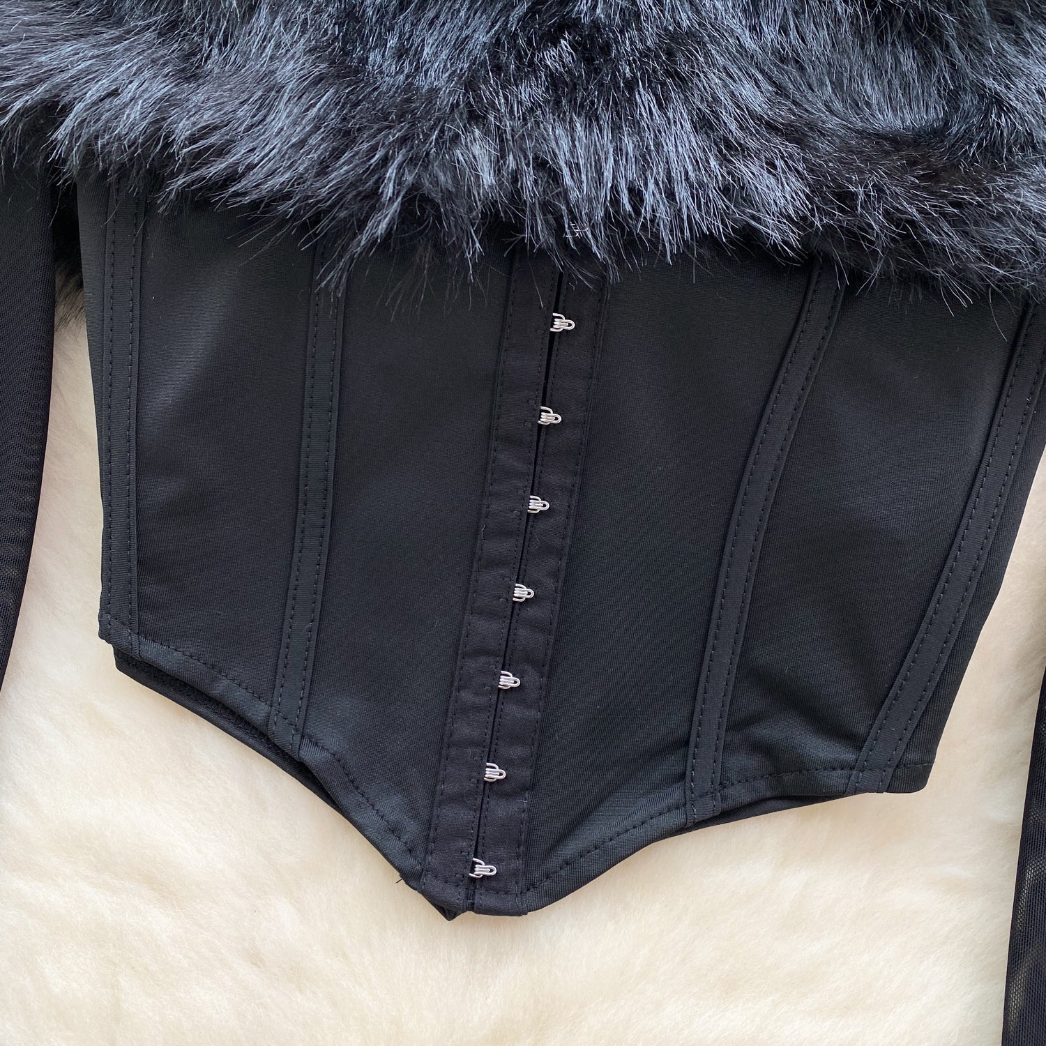 Kabarık Manşet Off-shoulder Siyah Üst