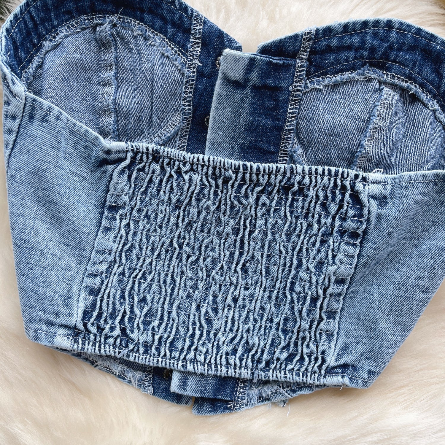 Hottie Dantel Detaylı Kısa Denim Üst