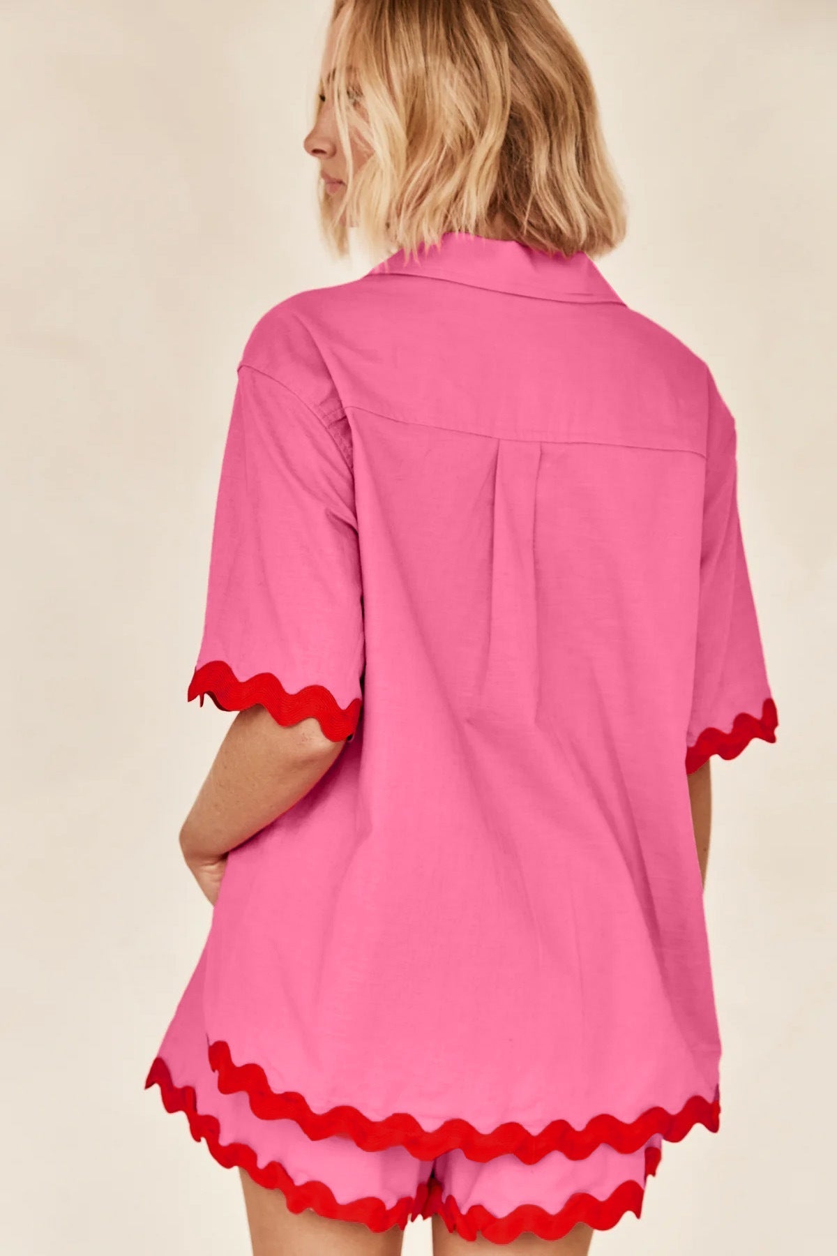 Düz Cardigan Takımı Dalgalı Dikişlerle