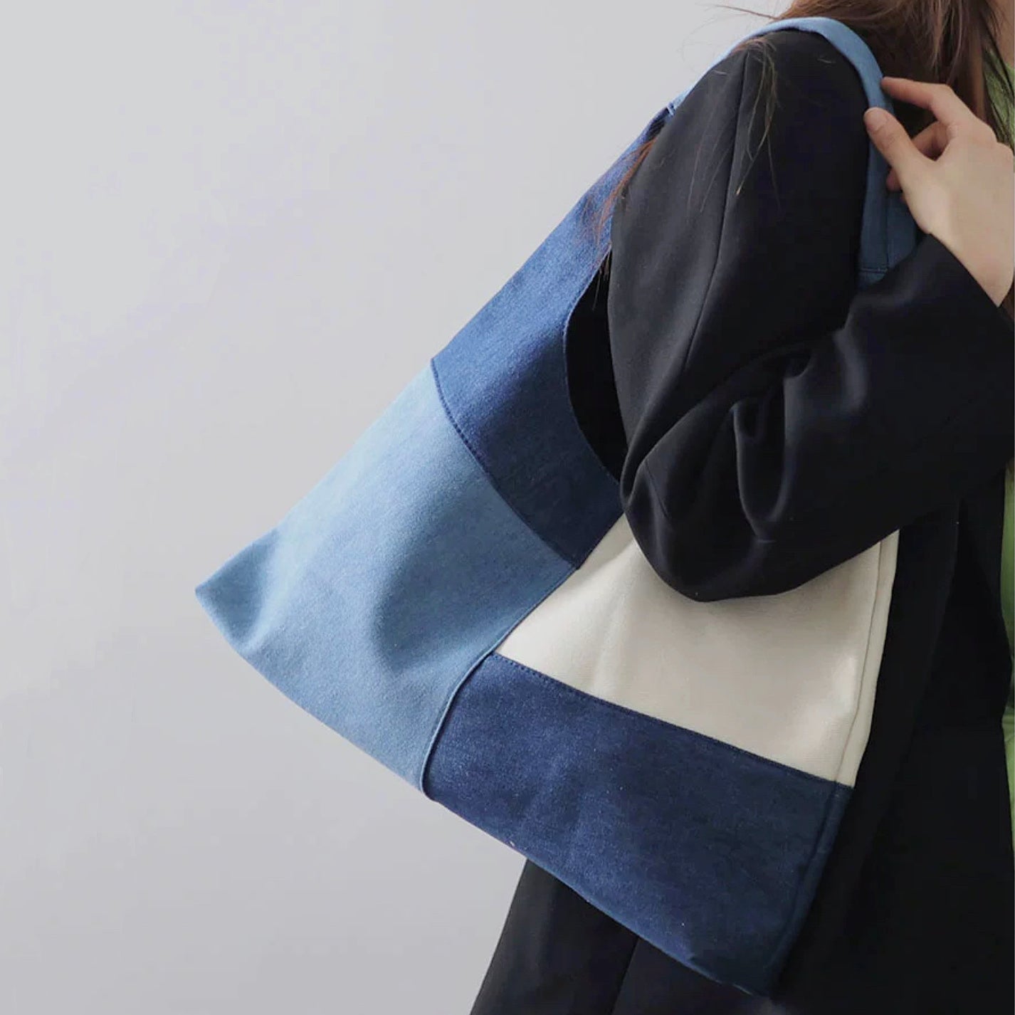Patchwork-Denim-Alışveriş Çantası