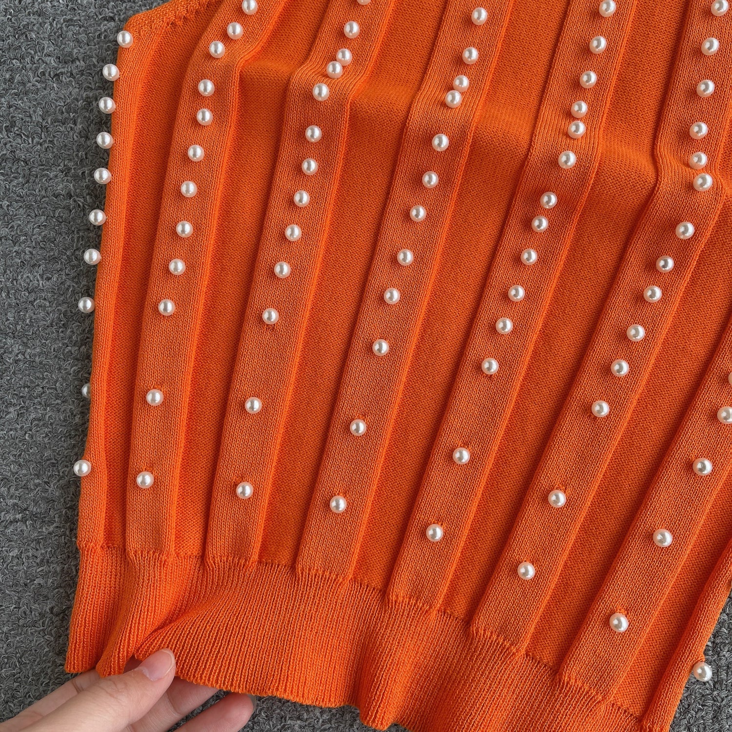 Şık Boncuklu Halter Örgü Korse