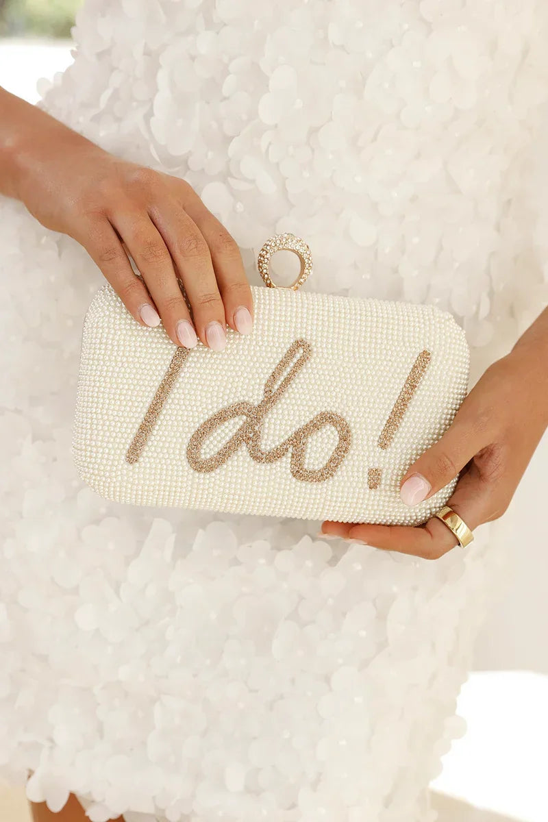 I DO Pailletten-Clutch - Altın/Beyaz