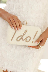 I DO Pailletten-Clutch - Altın/Beyaz