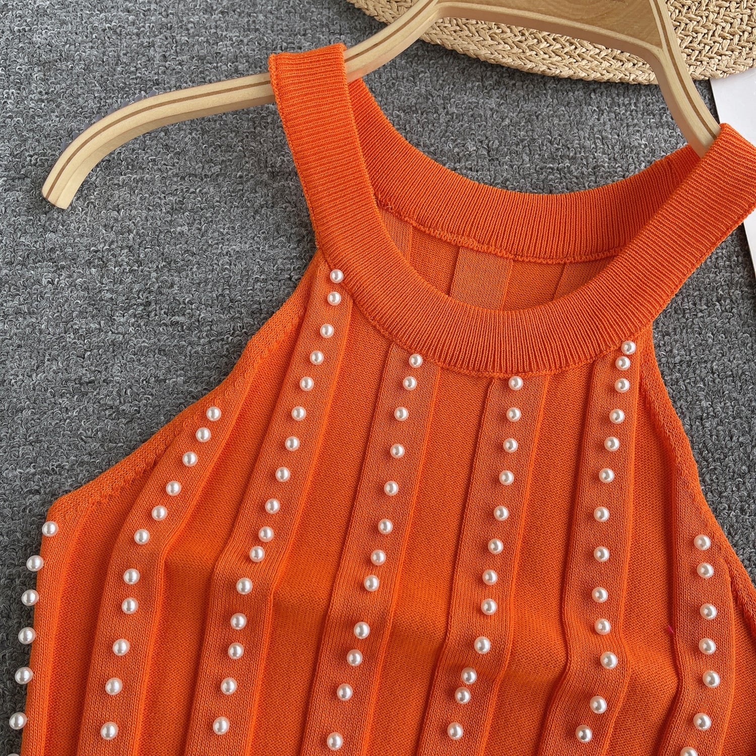 Şık Boncuklu Halter Örgü Korse