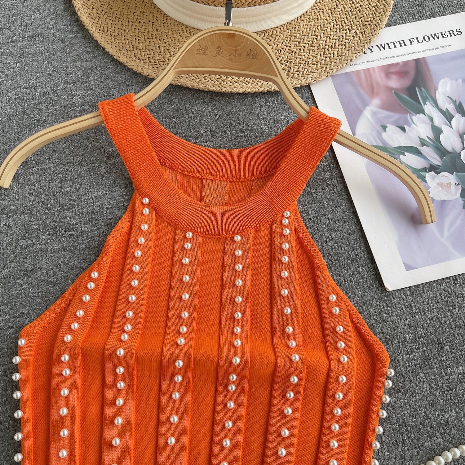 Şık Boncuklu Halter Örgü Korse