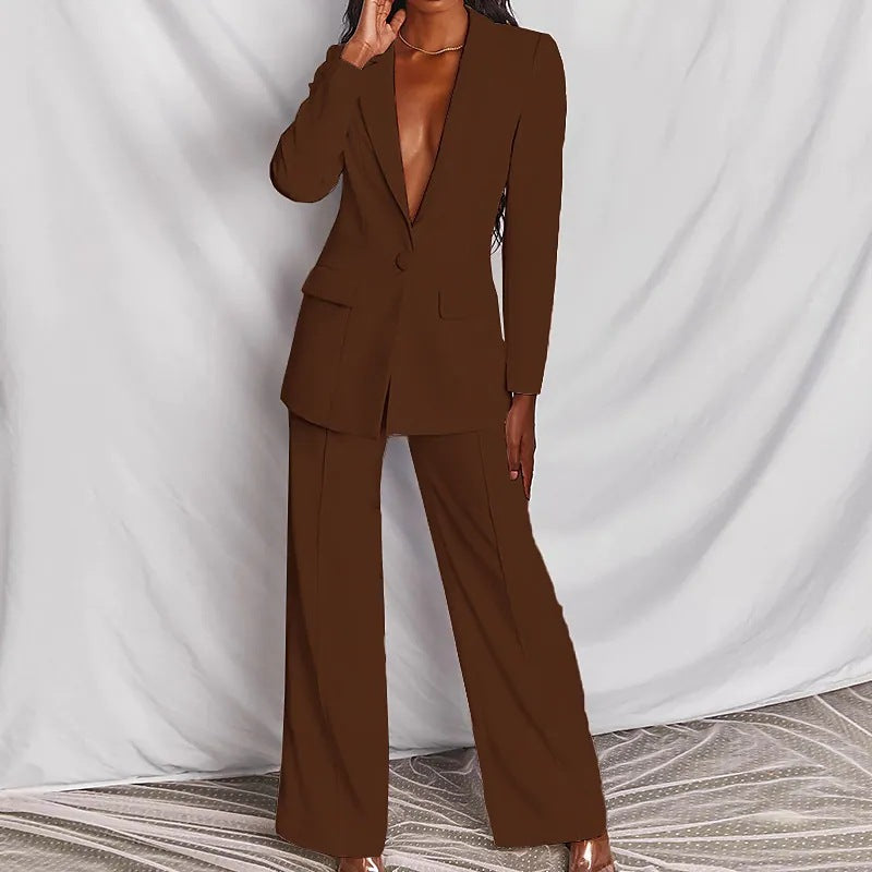 Pauline | Moda İş Kadın Giyimi Uzun Kollu Pantolon Takımı