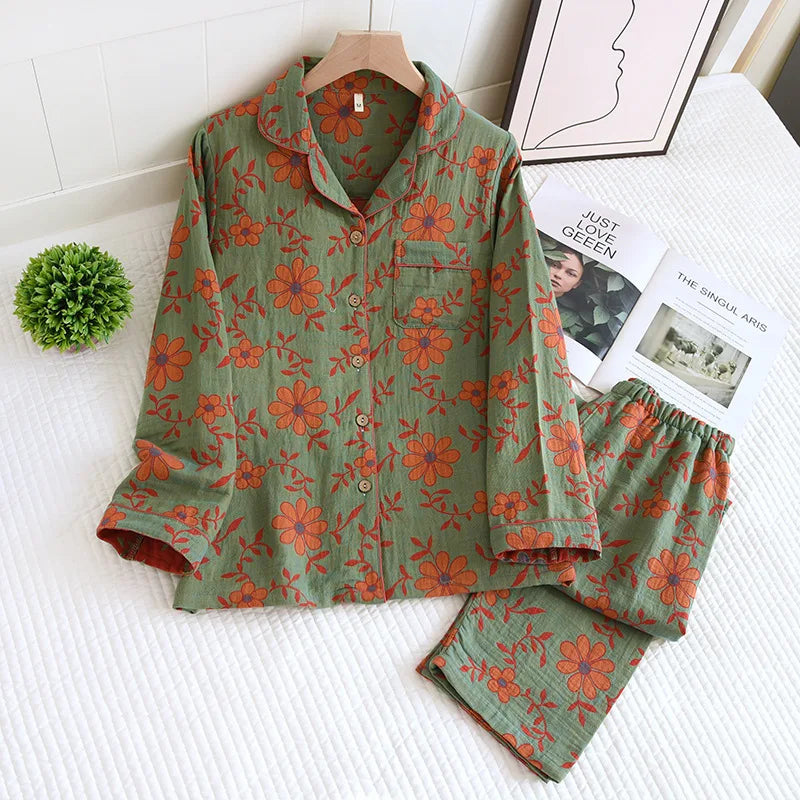 Amelia | Çiçek Desenli Pamuklu Pijama Seti