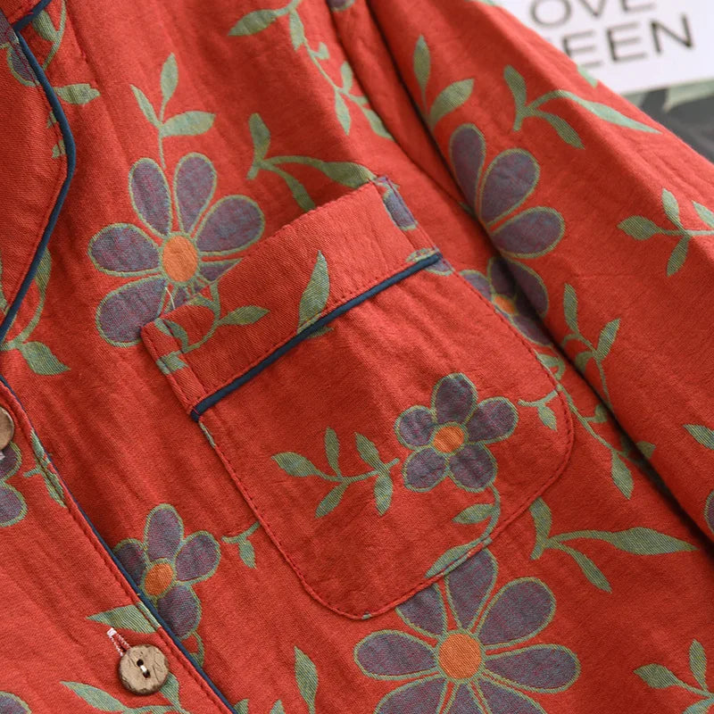 Amelia | Çiçek Desenli Pamuklu Pijama Seti