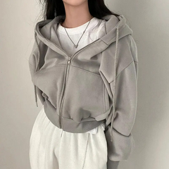 Kadınlar için büyük beden fermuarlı kapüşonlu sweatshirt