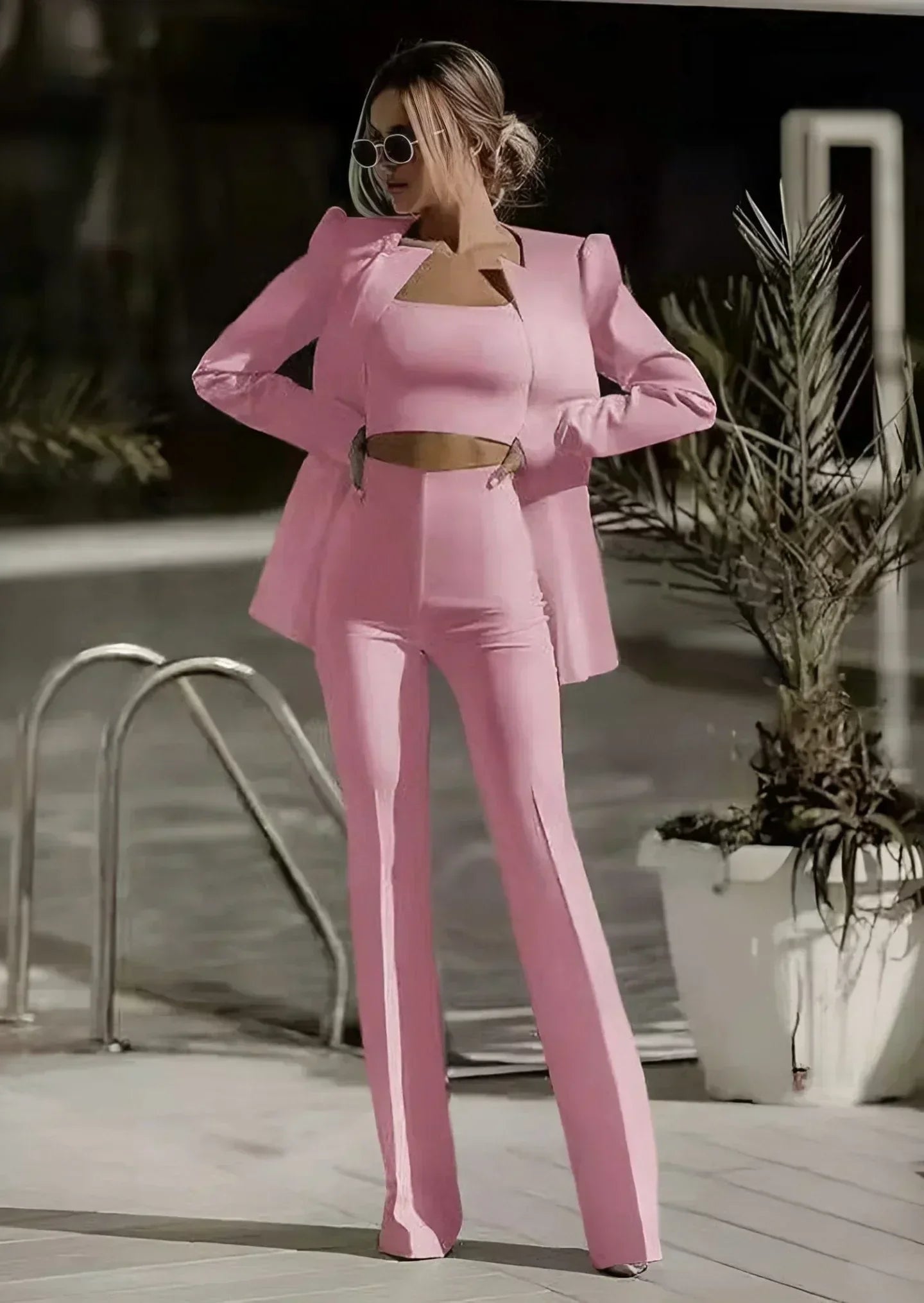 JAMALIA - şık 3 parçalı set (blazer, üst, pantolon)