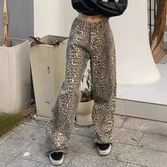 Ellinor - Leopar Desenli Kot Pantolon