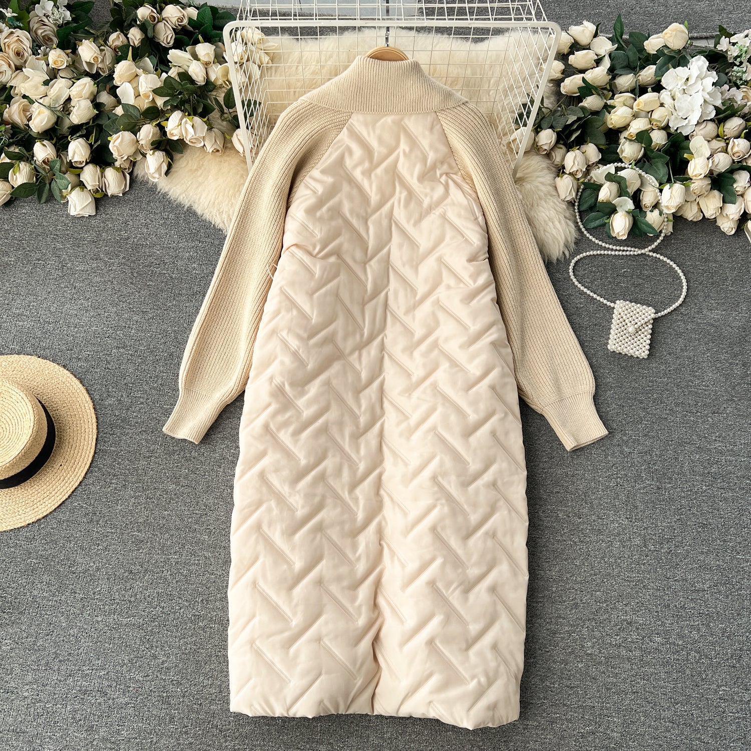 Diz Üstü Patchwork Yastıklı Hırka