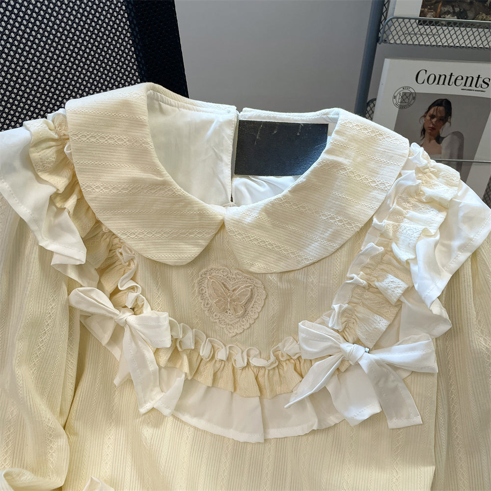 Bebek Yaka Katmanlı Patchwork Gömlek