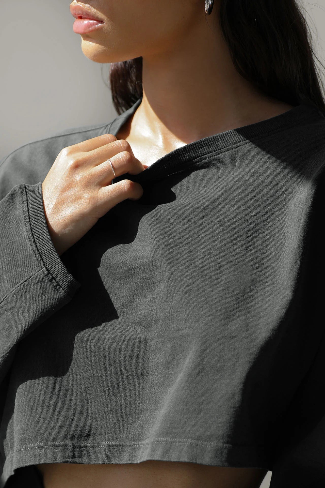 Karın Açık Oversize Örgü Sweatshirt