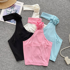 Niş Asimetrik Midriff Açık Halter Üst