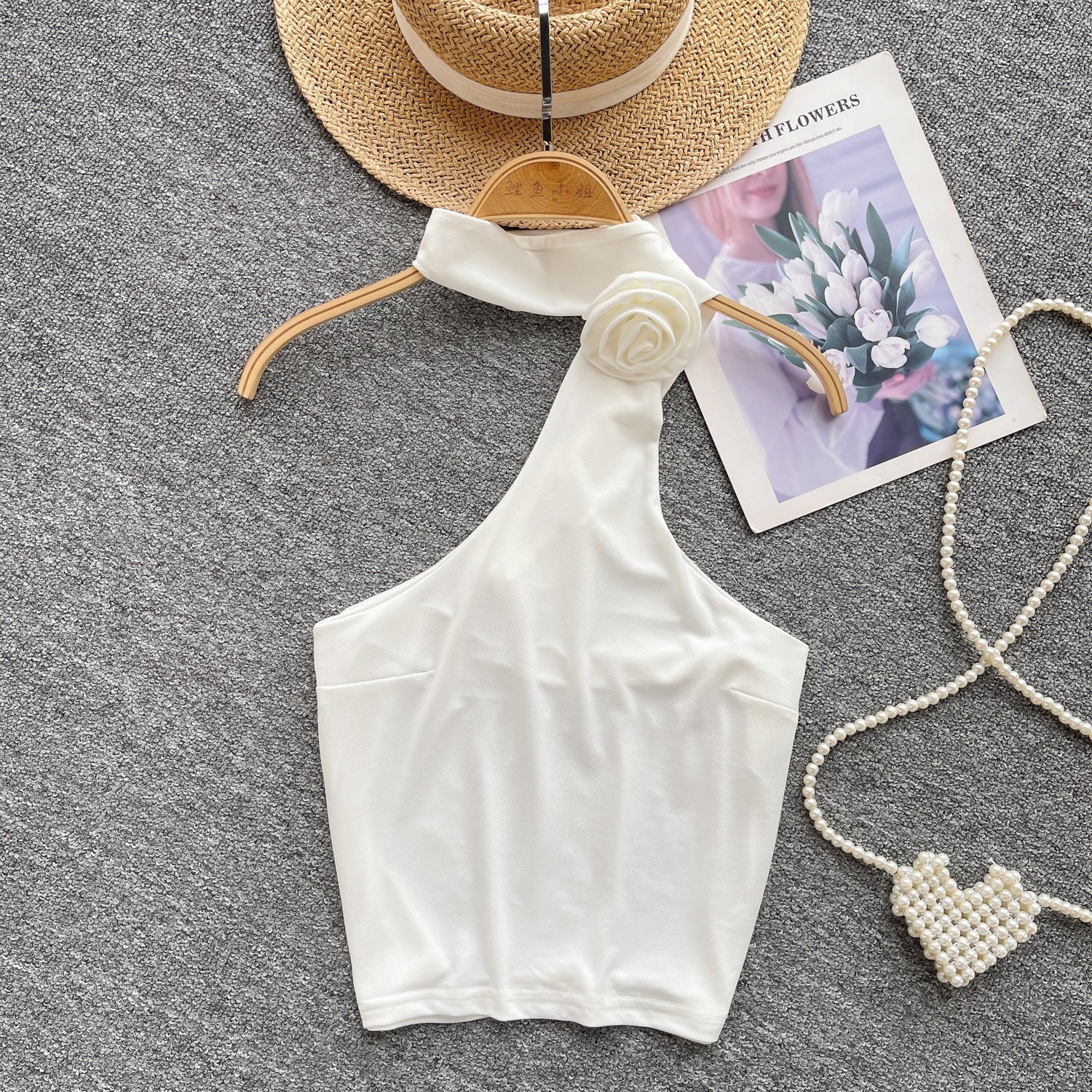 Niş Asimetrik Midriff Açık Halter Üst