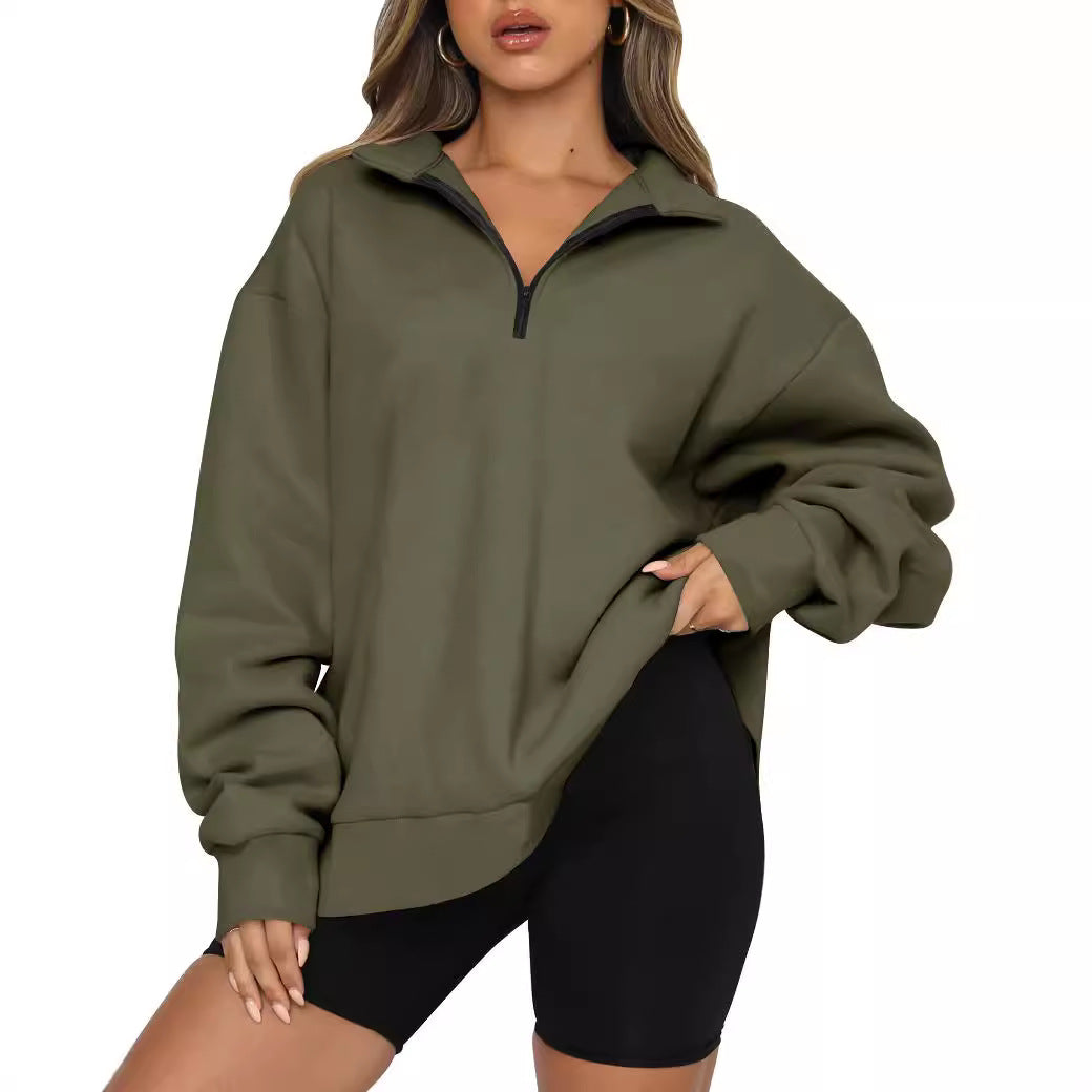 Pullover Loose-fit Fermuarlı Sweatshirt