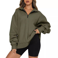 Pullover Loose-fit Fermuarlı Sweatshirt