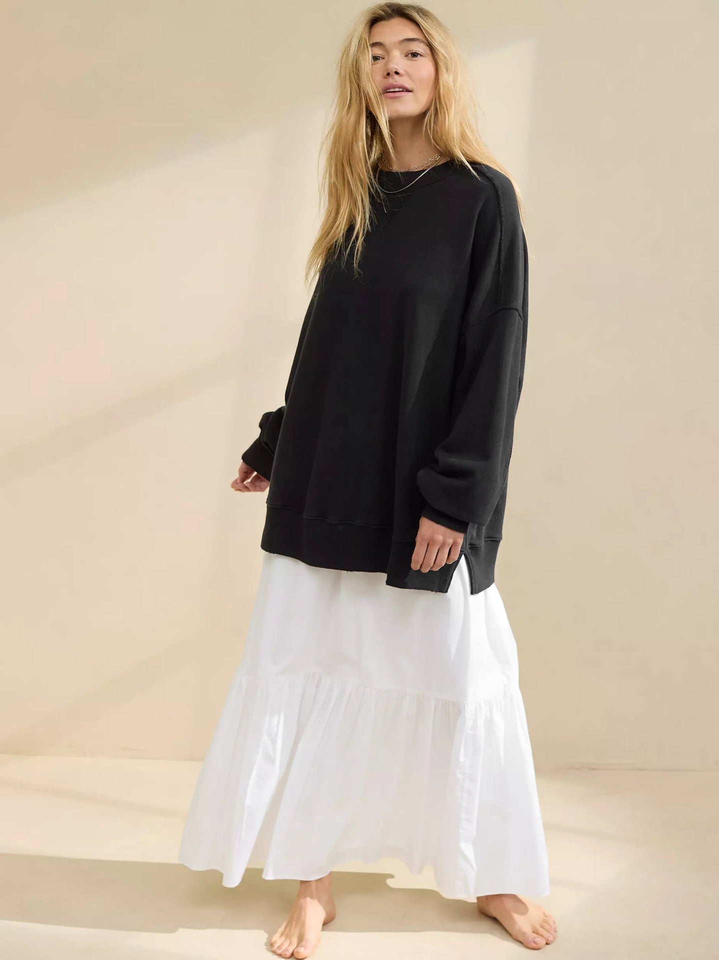 Oversize Düz Renkli Kazak