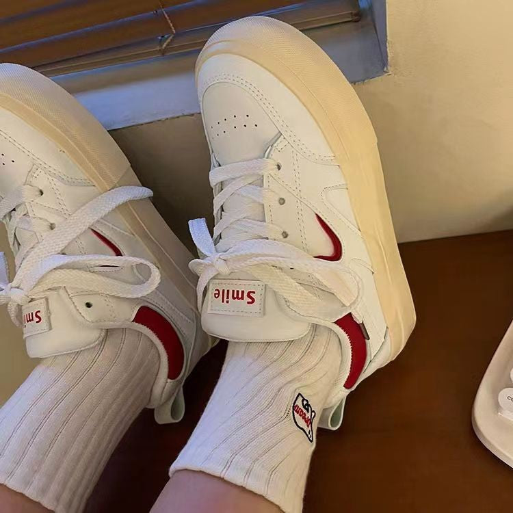 Kadın Mektupları Retro Kırmızı Stil Yükseltilmiş Rahat Spor Ayakkabılar