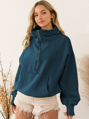Çekme İpli Kanguru Cep Kapüşonlu Sweatshirt