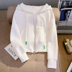 Basit Tasarım Çekmeli Kapüşonlu Sweatshirt