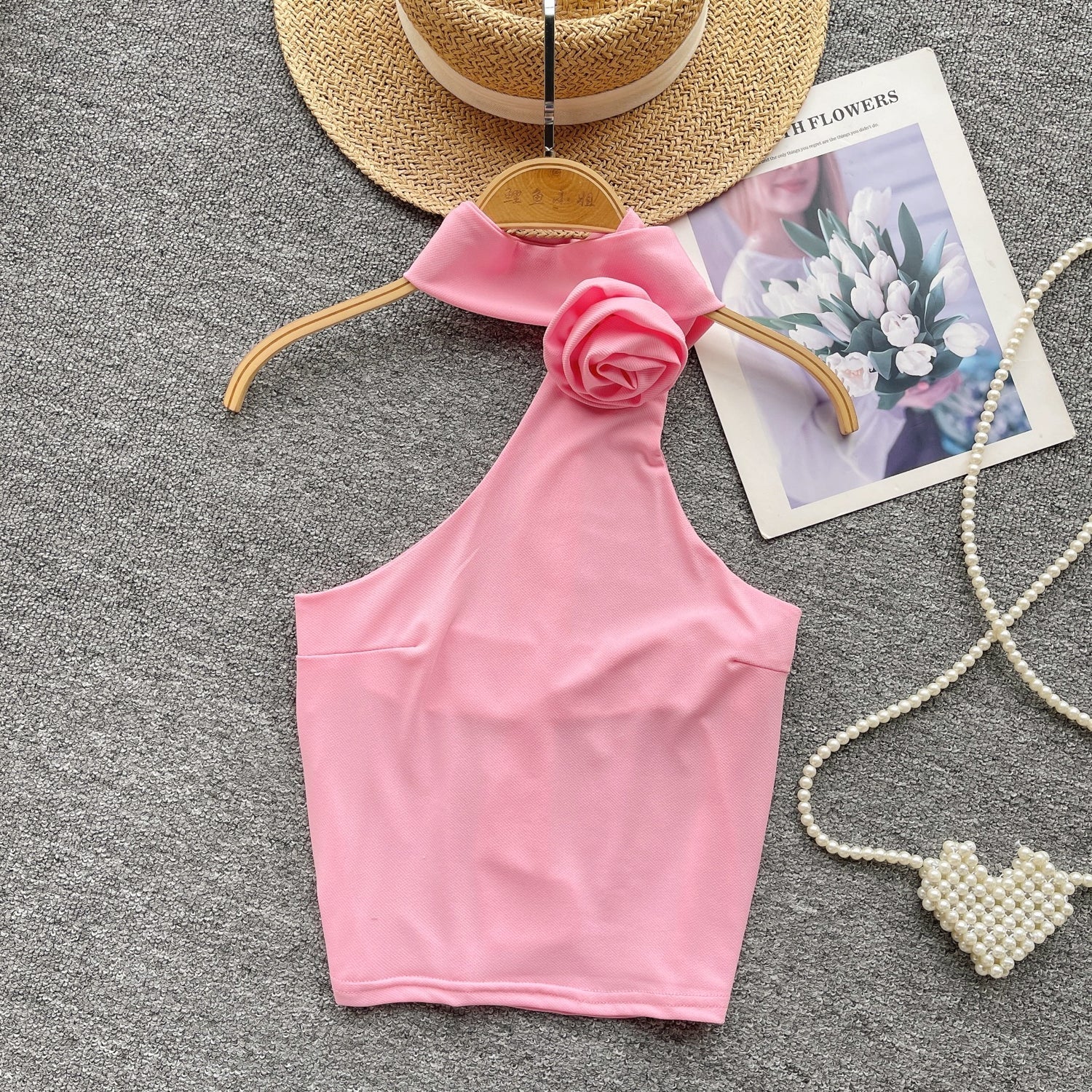 Niş Asimetrik Midriff Açık Halter Üst
