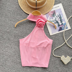 Niş Asimetrik Midriff Açık Halter Üst