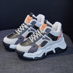 Kadın Kore Tarzı Polar Astarlı Baba Kış Pamuk Sneaker'ları