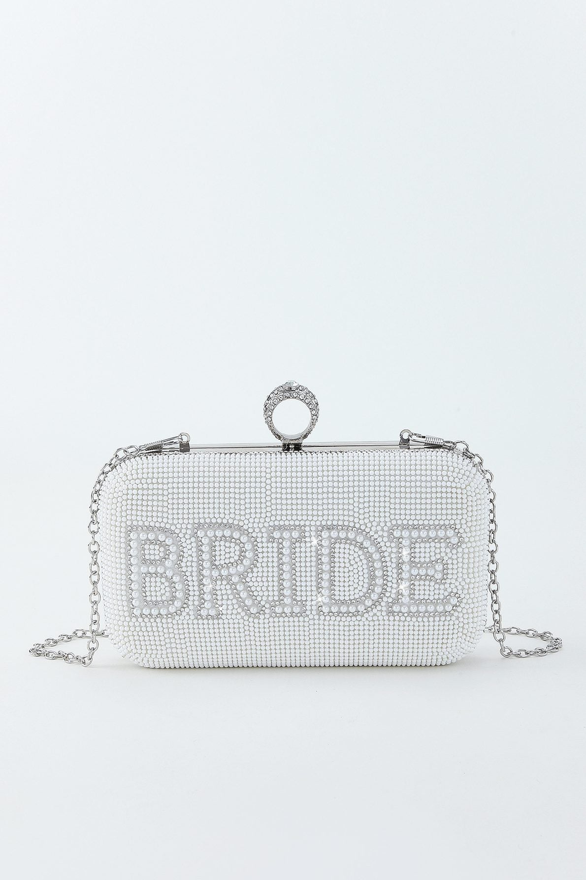 Düğün Çantası "Bride To Be" Pullu - Beyaz/Gümüş
