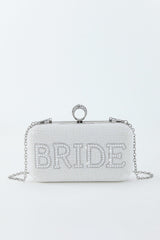 Düğün Çantası "Bride To Be" Pullu - Beyaz/Gümüş
