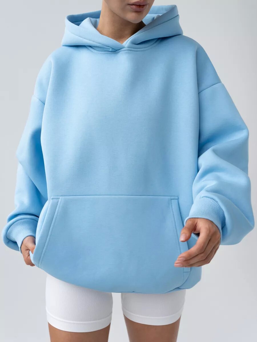 Oversize Patchwork Kapüşonlu Sweatshirt