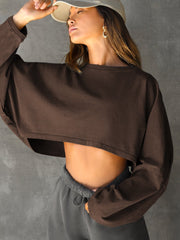 Karın Açık Oversize Örgü Sweatshirt