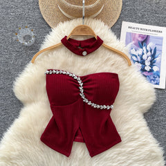 Boncuklu Yastıklı Üst ve Choker