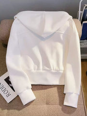Basit Tasarım Çekmeli Kapüşonlu Sweatshirt