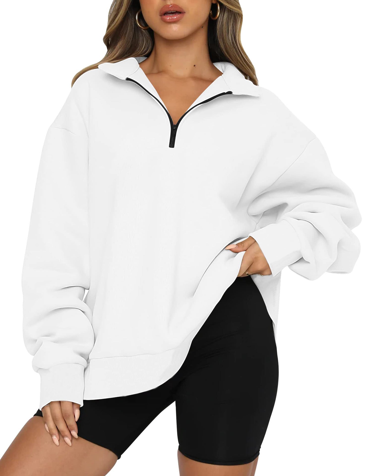 Pullover Loose-fit Fermuarlı Sweatshirt