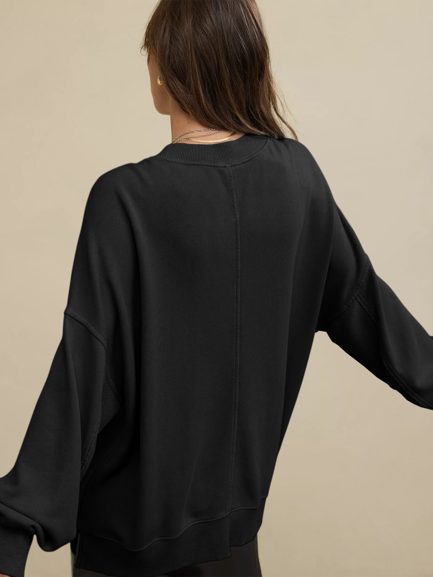 Oversize Düz Renkli Kazak